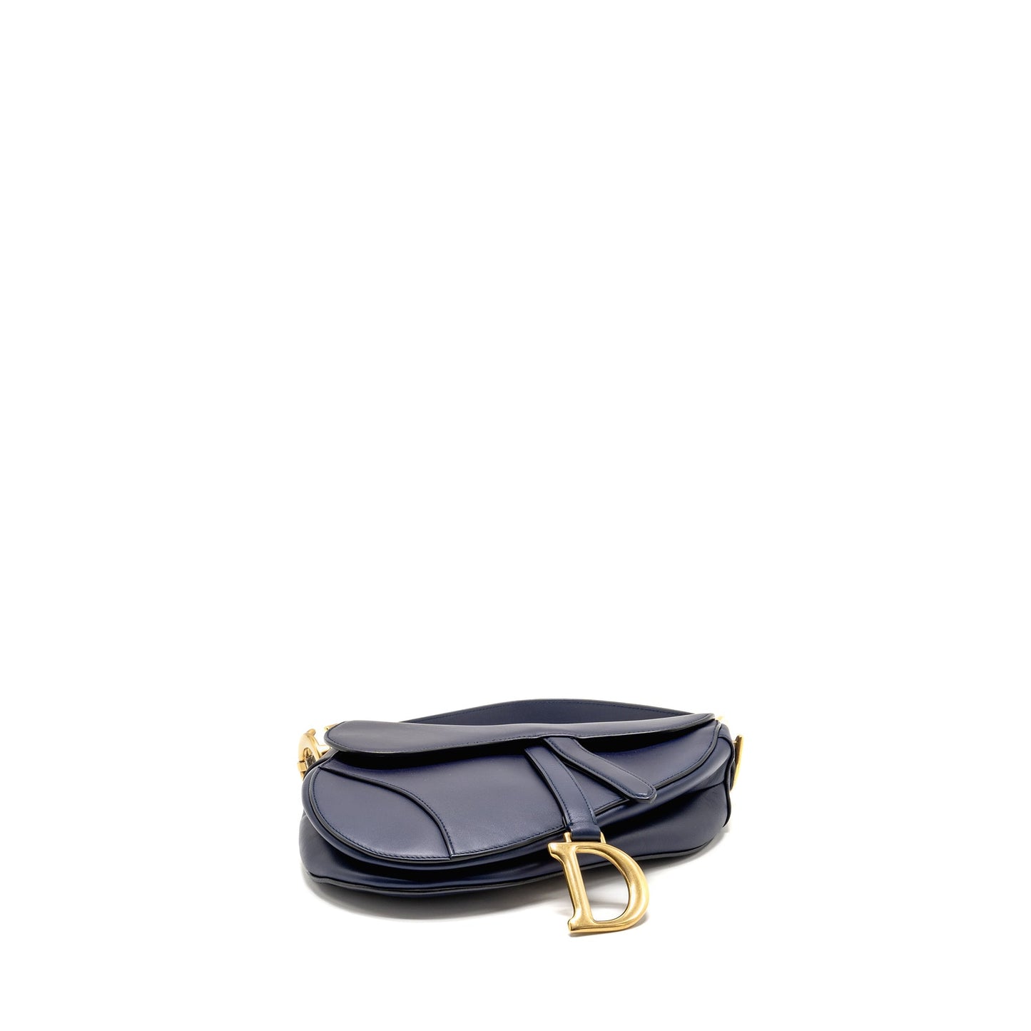 Dior Medium Saddle Purse Calfskin Navy with Black Oblique Strap