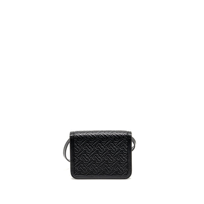 Burberry Mini Monogram Embossed Mini Purse Lambskin Black