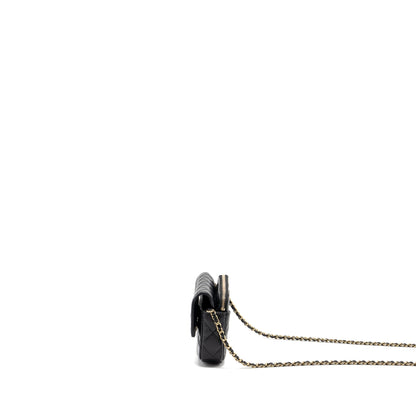 Chanel Double Pocket Wallet On Chain Caviar Black LGHW(Microchip)