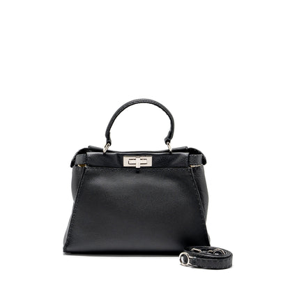 Fendi Medium Peekaboo Purse Selleria Leather Black