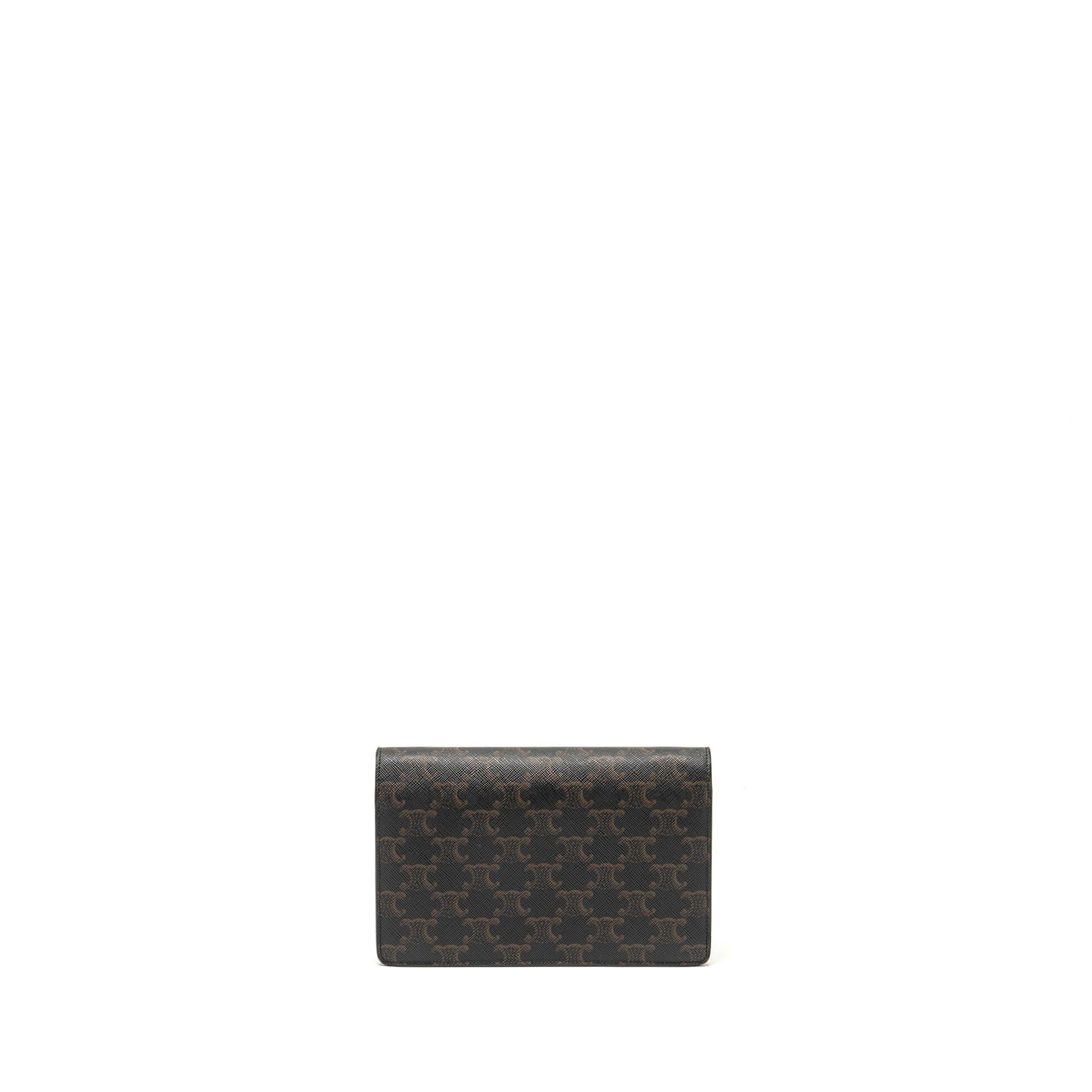 Luxury CELINE Wallet on Strap Triomphe Canvas/Smooth Lambskin Tan