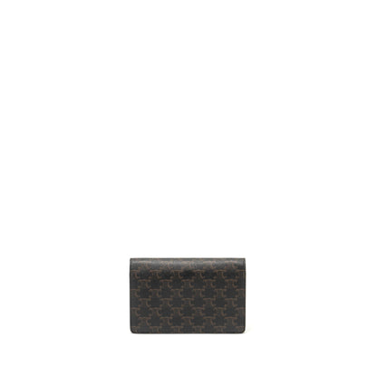 Luxury CELINE Wallet on Strap Triomphe Canvas/Smooth Lambskin Tan