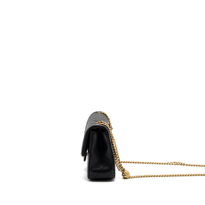 Chanel 23s camellia chain flap bag lambskin black GHW (Mircochip)