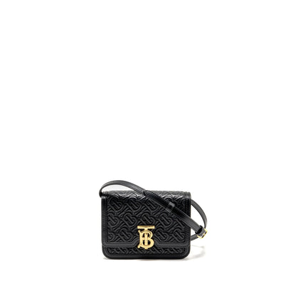 Burberry Mini Monogram Embossed Mini Purse Lambskin Black