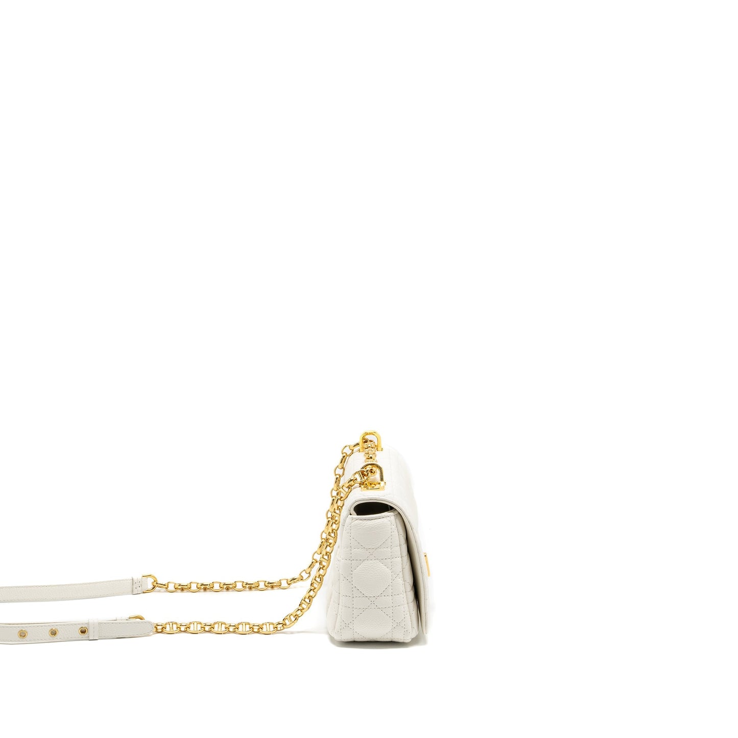 Dior Caro S flap Purse calfskin white