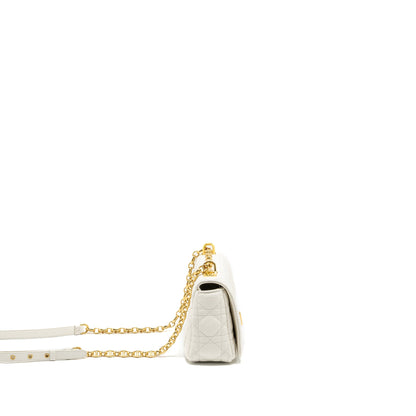 Dior Caro S flap Purse calfskin white