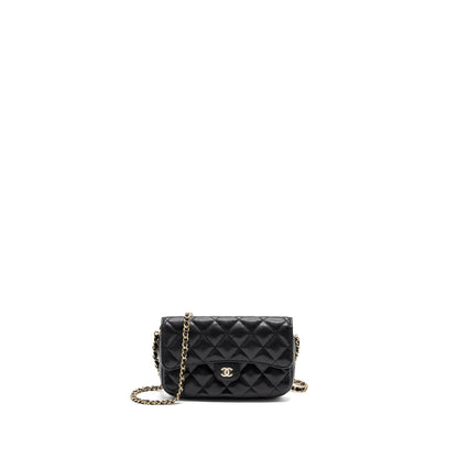 Chanel Double Pocket Wallet On Chain Caviar Black LGHW(Microchip)