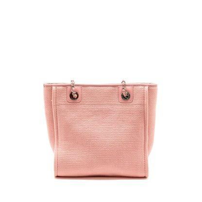 Chanel Deauville Pm Tote Bag Canvas Pink SHW (microchip)