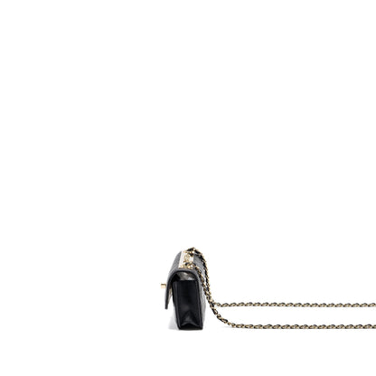 Chanel Mini Trendy CC Wallet On Chain Lambskin Black LGHW (microchip)