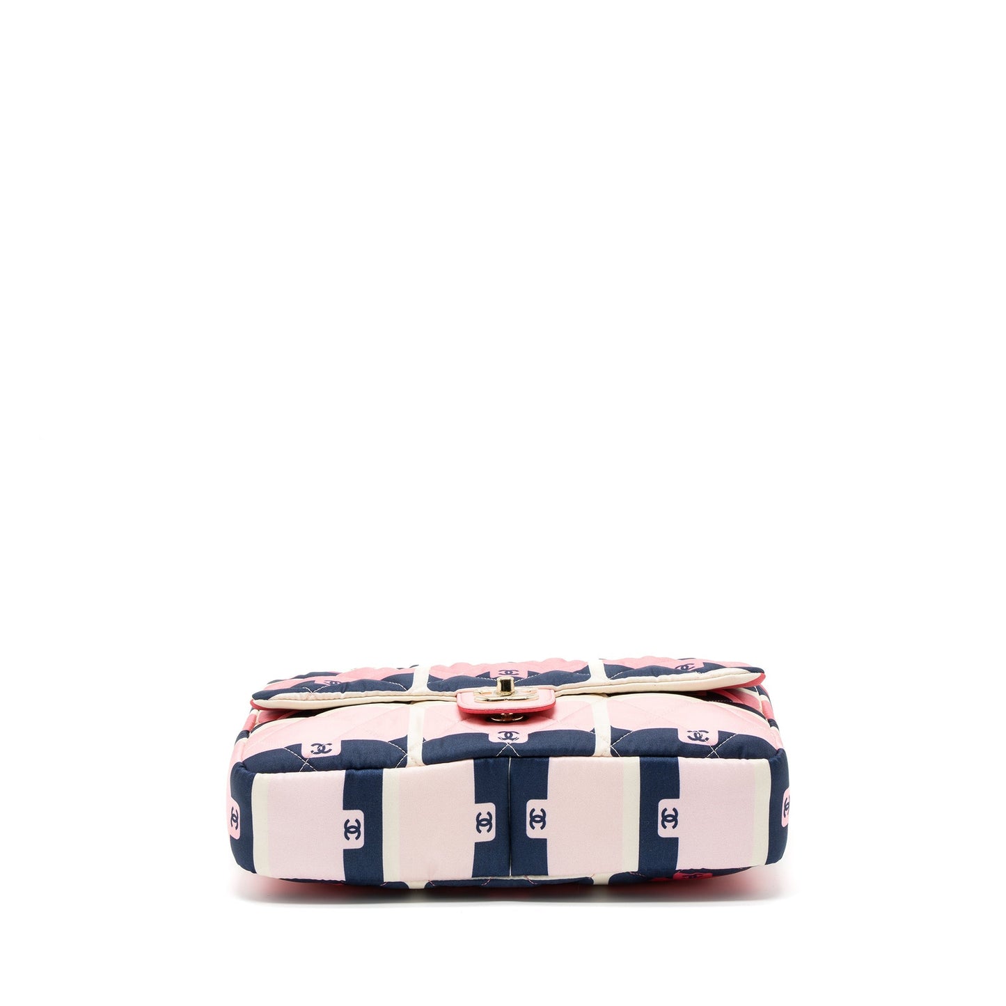 Chanel CC Logo Printed Flap Bag Fabric Multicolour LGHW (Microchip)