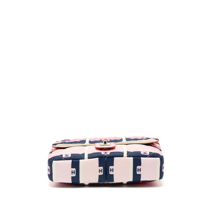 Chanel CC Logo Printed Flap Bag Fabric Multicolour LGHW (Microchip)