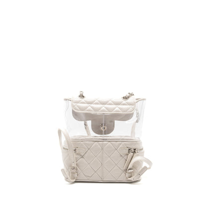 CHANEL TRANSPARENT BACKPACK PVC/SHINY CALFSKIN WHITE SHW