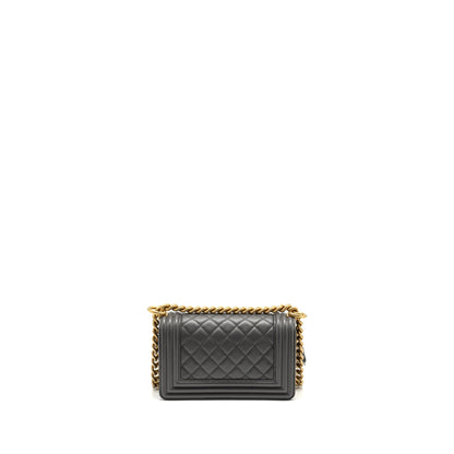 Chanel Small Boy Bag Caviar Dark Grey GHW (microchip)