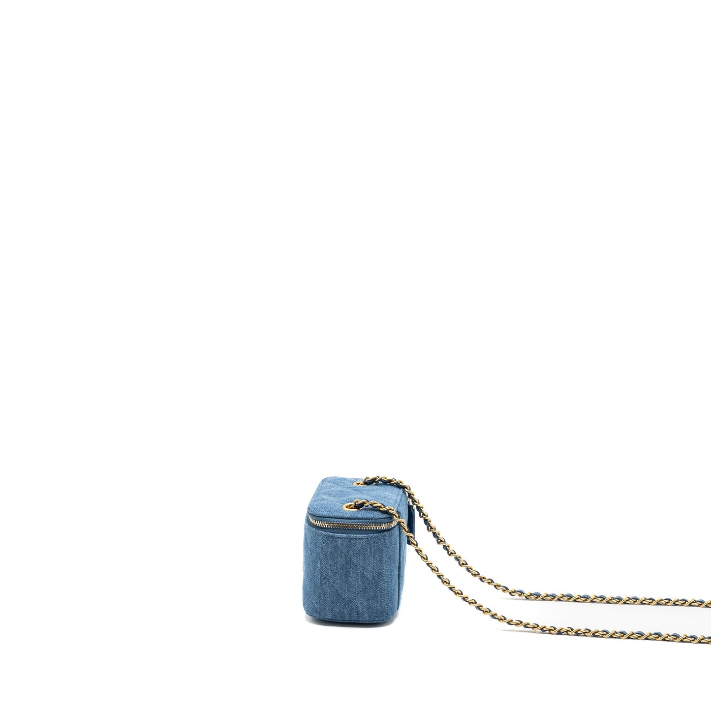 Chanel Pearl Crush Mini Vanity Case Denim Blue Brushed GHW