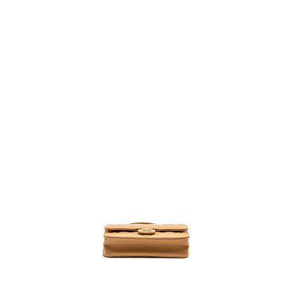 Chanel Top Handle Mini Flap Bag Lambskin Caramel LGHW (Microchip)
