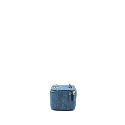 Chanel Pearl Crush Mini Vanity Case Denim Blue Brushed GHW