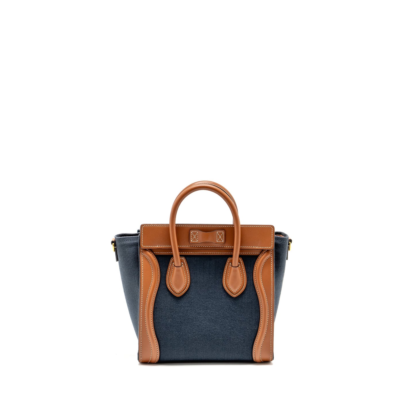 Celine Nano Luggage Purse Calfskin/Denim Tan/Navy