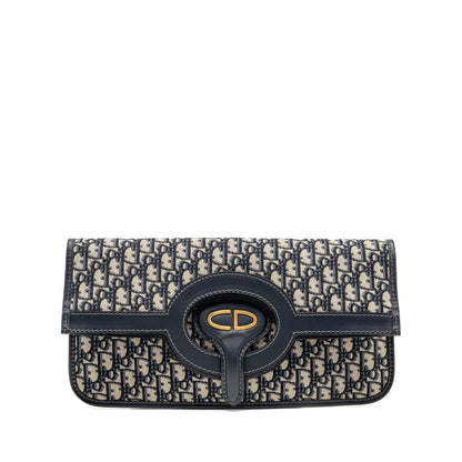 Dior Folder Clutch Oblique Canvas/Calfskin Blue