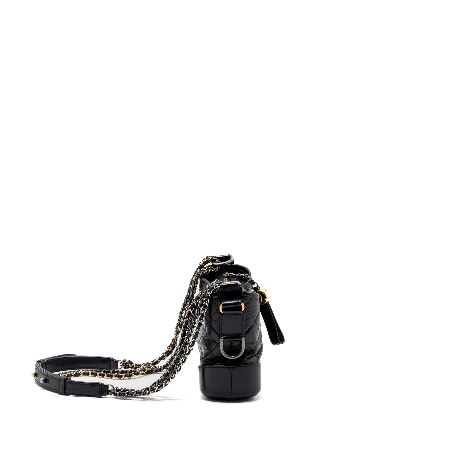 Chanel Small Gabrielle Hobo Bag Aged Calfskin Black Multicoloured Hardware