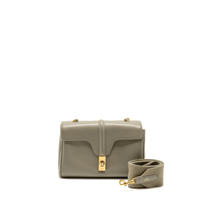 Luxury CELINE Teen Soft 16 calfskin light olive green GHW
