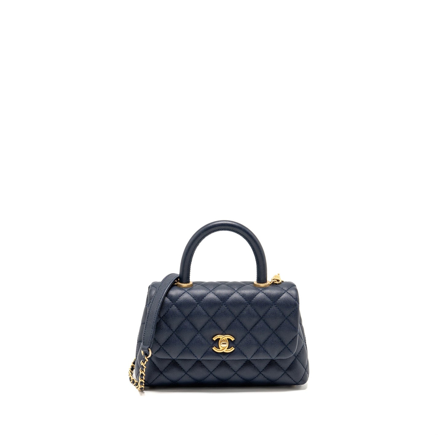 Chanel Small Coco Handle Caviar Navy GHW