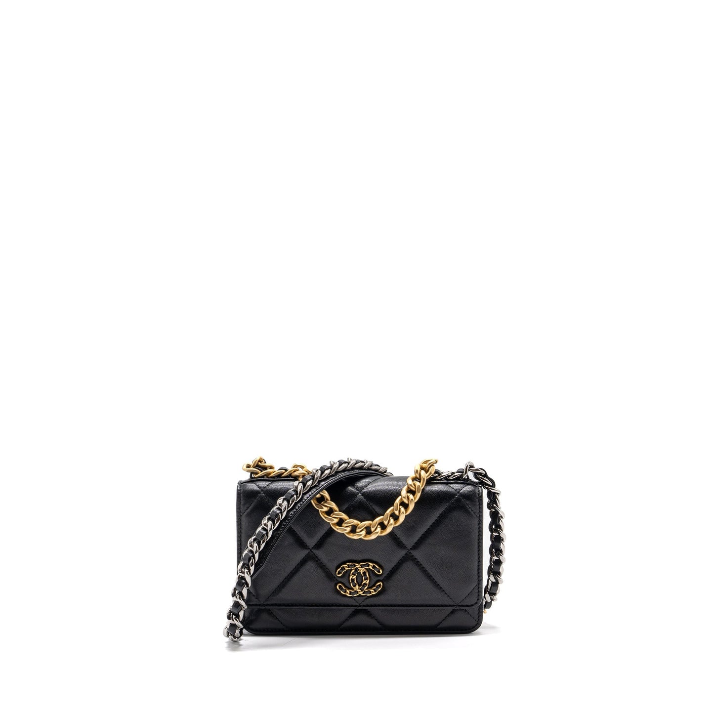 Chanel 19 Wallet On Chain Lambskin Black Multicolour Hardware (microchip)