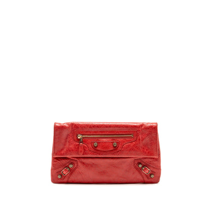 Balenciaga City Fold Clutch Leather Red