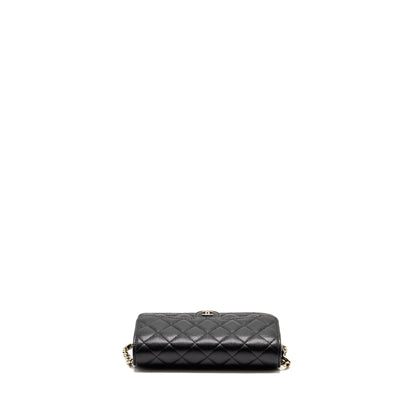 Chanel Quilted CC Clutch on Chain Caviar Black LGHW (Microchip)