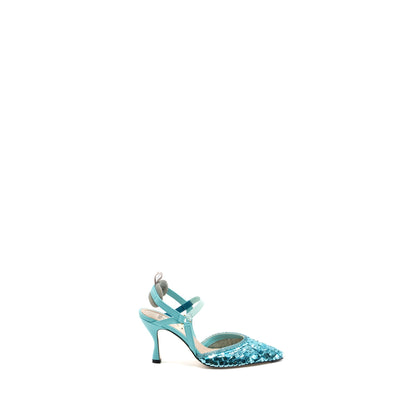 Fendi size 35 colibri lite sandal sequin blue