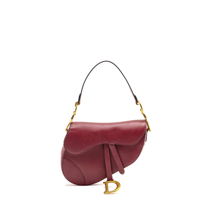 Dior Medium Saddle Purse Calfskin Red