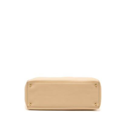 Chanel Cerf Tote Bag Grained Calfskin Beige GHW