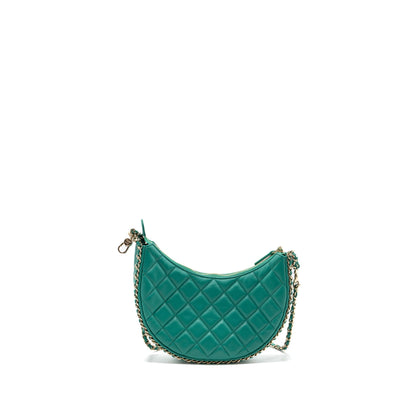 Chanel Small Moon Hobo Lambskin Green LGHW (microchip)