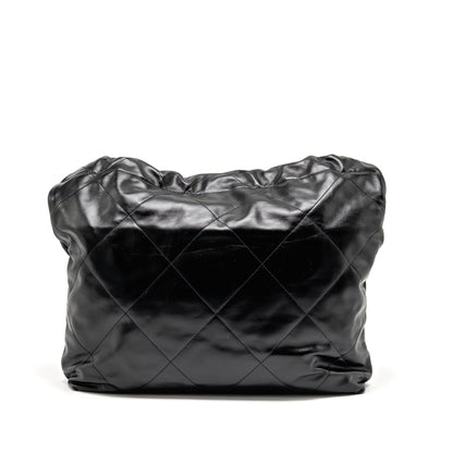 Chanel Medium 22 Bag Gold Letter Shiny Calfskin Black GHW (microchip)