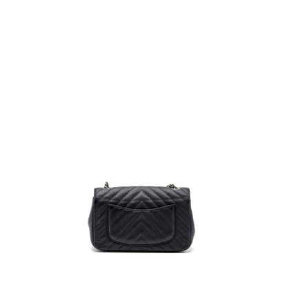 Chanel Mini Rectangular Flap Bag Chevron Caviar Black SHW