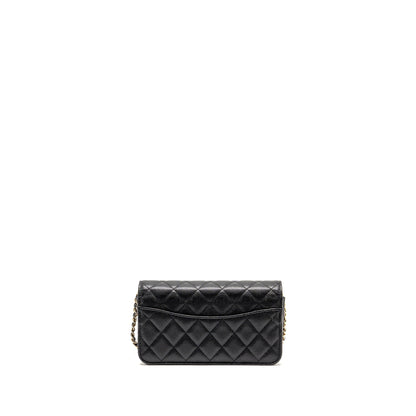 Chanel Quilted CC Clutch on Chain Caviar Black LGHW (Microchip)