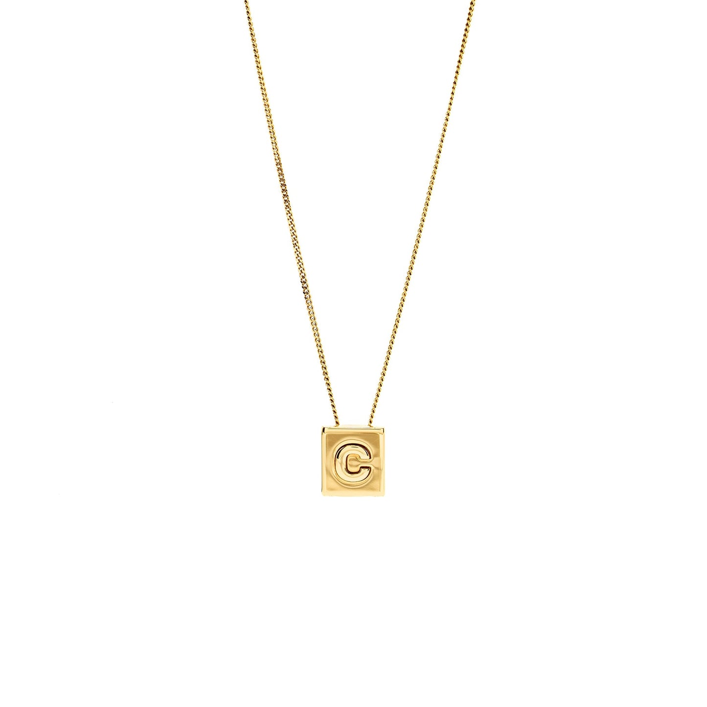 Celine Alphabet C Necklace In Brass Gold Tone