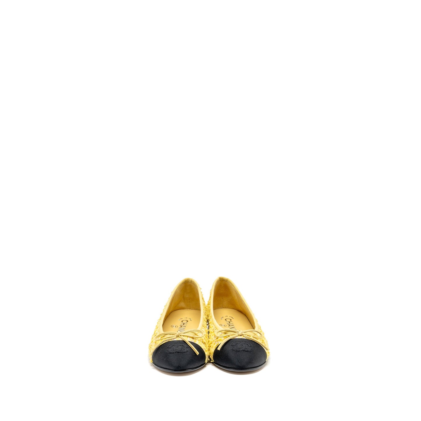 Chanel size 35 Ballerinas Flat Shoes Tweed Yellow/Black