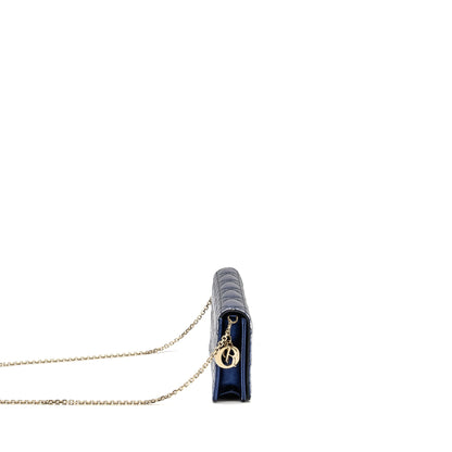 Dior Lady Dior Pouch Cannage Wallet On Chain Lambskin Blue