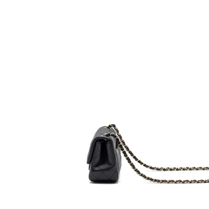 chanel mini square flap bag lambskin black GHW