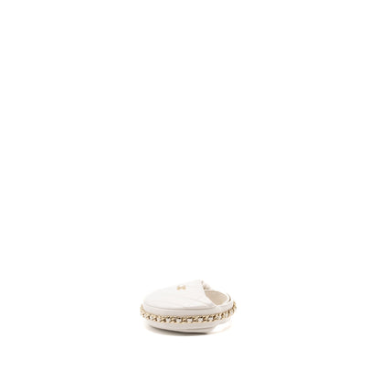 Chanel 23C Round Clutch Lambskin White LGHW (microchip)