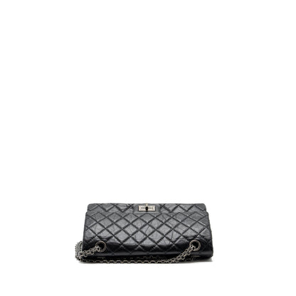 Chanel small 2.55 reissue flap bag aged calfskin black ruthenium hardware