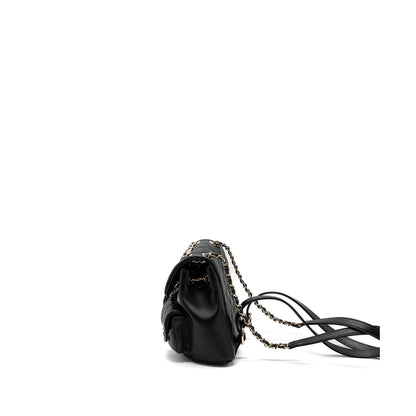 Chanel 23A mini triple pack backpack calfskin black LGHW (microchip )