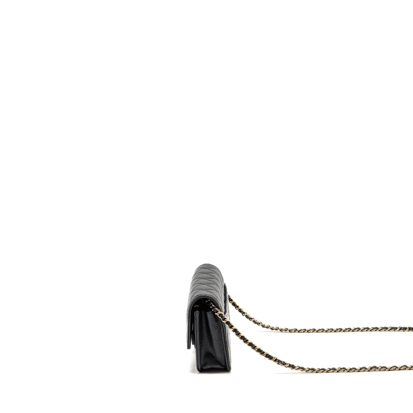 Chanel Quilted CC Clutch on Chain Caviar Black LGHW (Microchip)