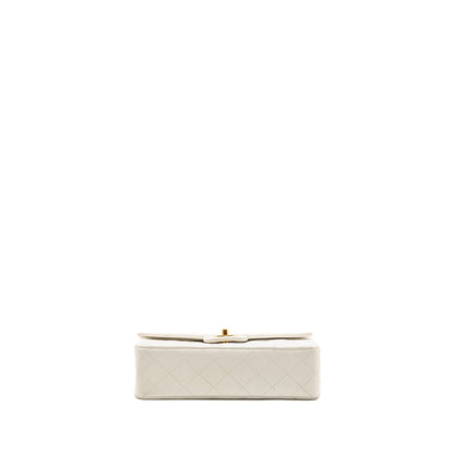 Chanel Vintage Small Classic Double Flap Bag Lambskin White GHW