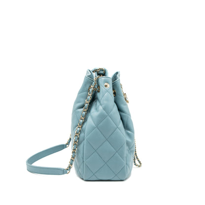 Chanel Bucket Bag Calfskin Light Blue LGHW