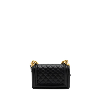 CHANEL SMALL BOY Bag Caviar BLACK GHW (Microchip)
