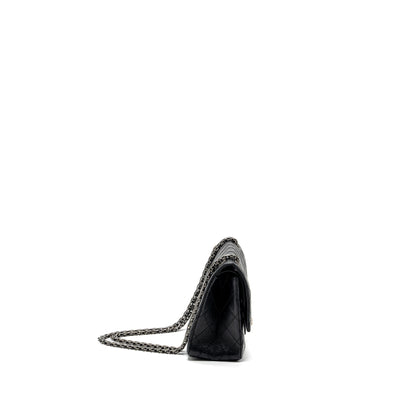 Chanel small 2.55 reissue flap bag aged calfskin black ruthenium hardware