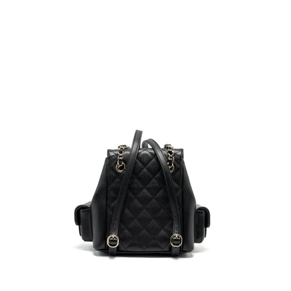 Chanel Triple Pocket Backpack Caviar Black LGHW (Microchip)