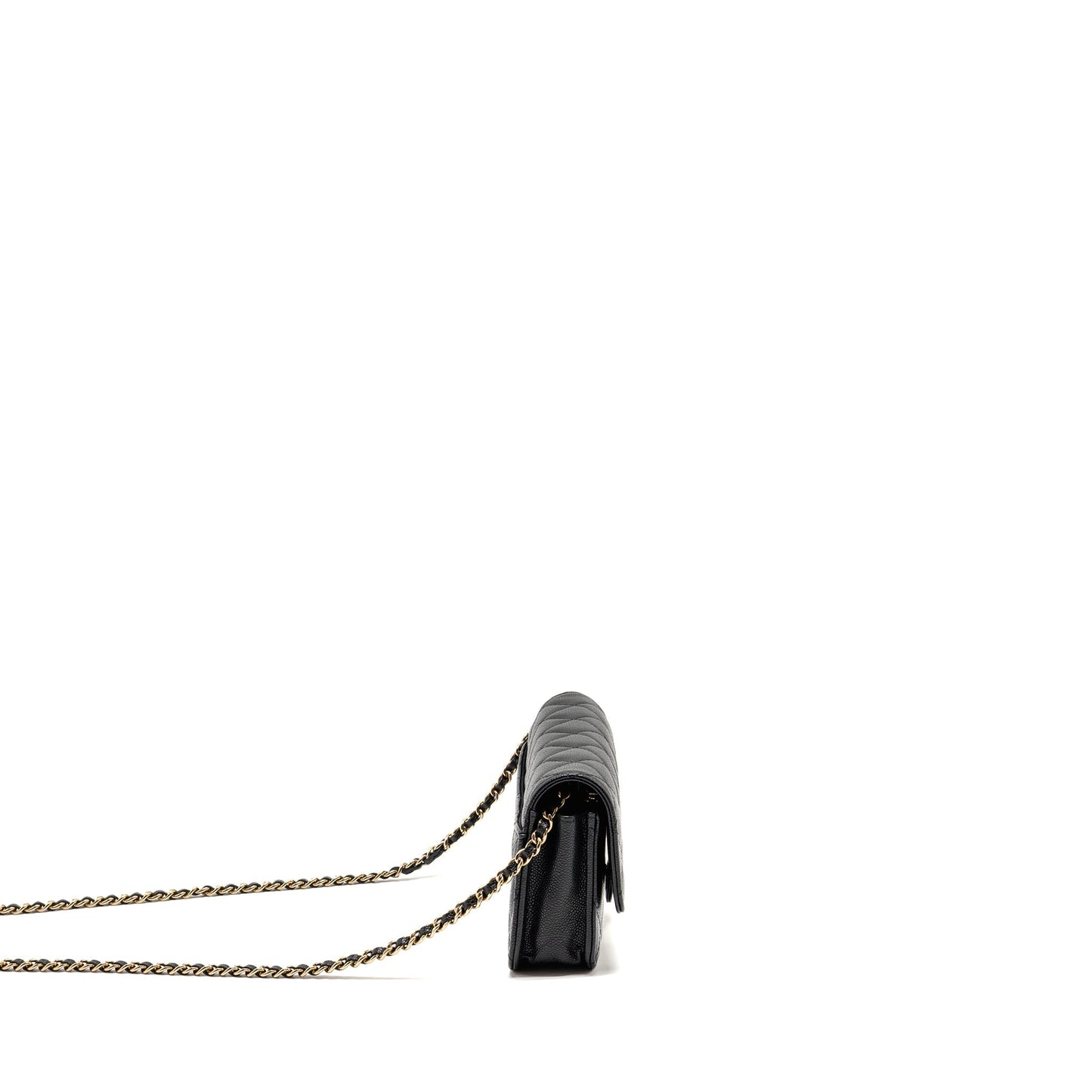Chanel Quilted CC Clutch on Chain Caviar Black LGHW (Microchip)