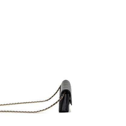 Chanel Quilted CC Clutch on Chain Caviar Black LGHW (Microchip)